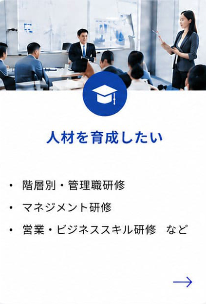 人材を育成したい（階層別・管理職研修、マネジメント研修、営業・ビジネススキル研修 など）